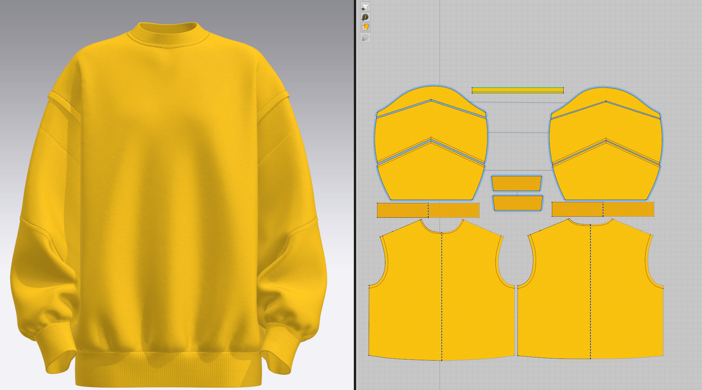 Women's Oversized Sweatshirt Yellow 3d Model Marvelous Designer-Clo3d-fbx-obj-Zprj