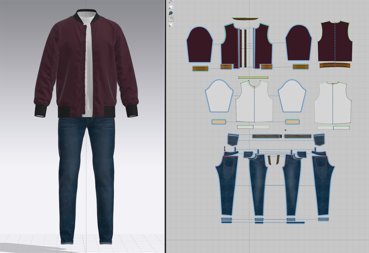 Men's Winter Outfit Bomber Jacket Sweatshirt Jeans 3d Model Marvelous Designer-Clo3d-fbx-obj-Zprj