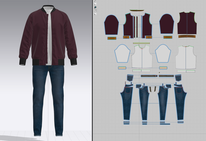 Men's Winter Outfit Bomber Jacket Sweatshirt Jeans 3d Model Marvelous Designer-Clo3d-fbx-obj-Zprj