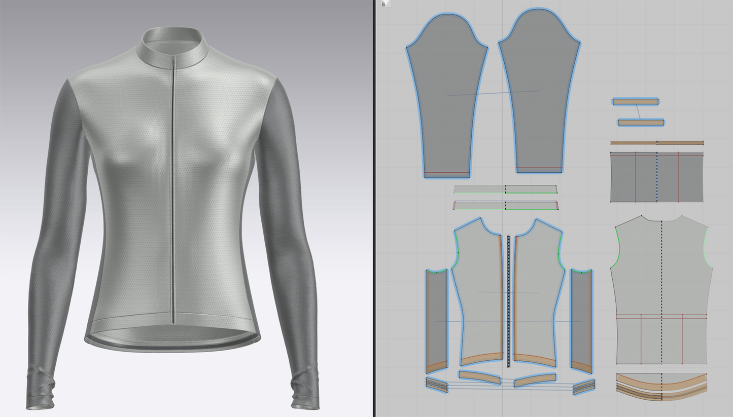 Women full Sleeve Cycling Jersey 3d Model Marvelous Designer-Clo3d-fbx-obj-Zprj