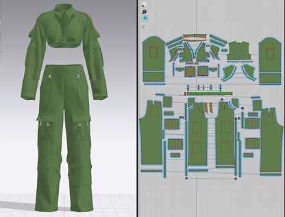 Women's Top And Cargo Pant 3d Model Marvelous Designer-Clo3d-fbx-obj-Zprj