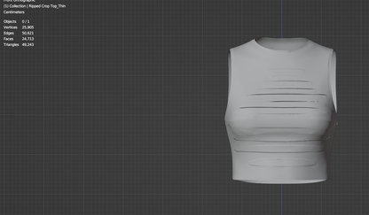 Ripped Crop Top 3d Model Marvelous Designer-Clo3d-fbx-obj-Zprj