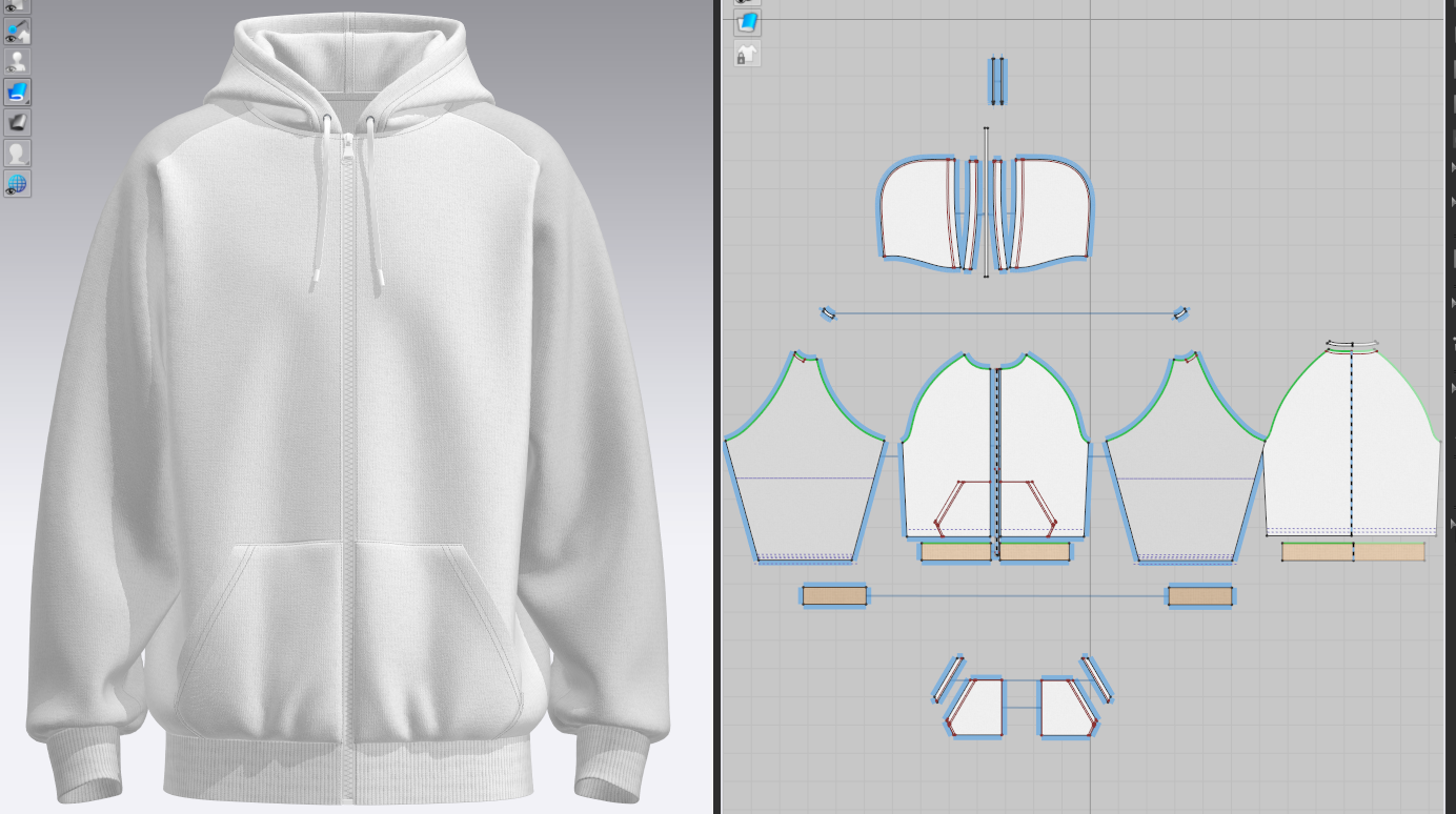 Men's Raglan Oversize Front Zip Hoodie 3d Model Marvelous Designer-Clo3d-fbx-obj-Zprj