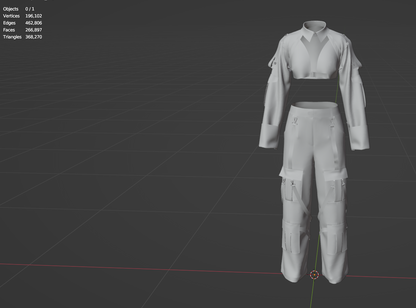 Women's Top And Cargo Pant 3d Model Marvelous Designer-Clo3d-fbx-obj-Zprj