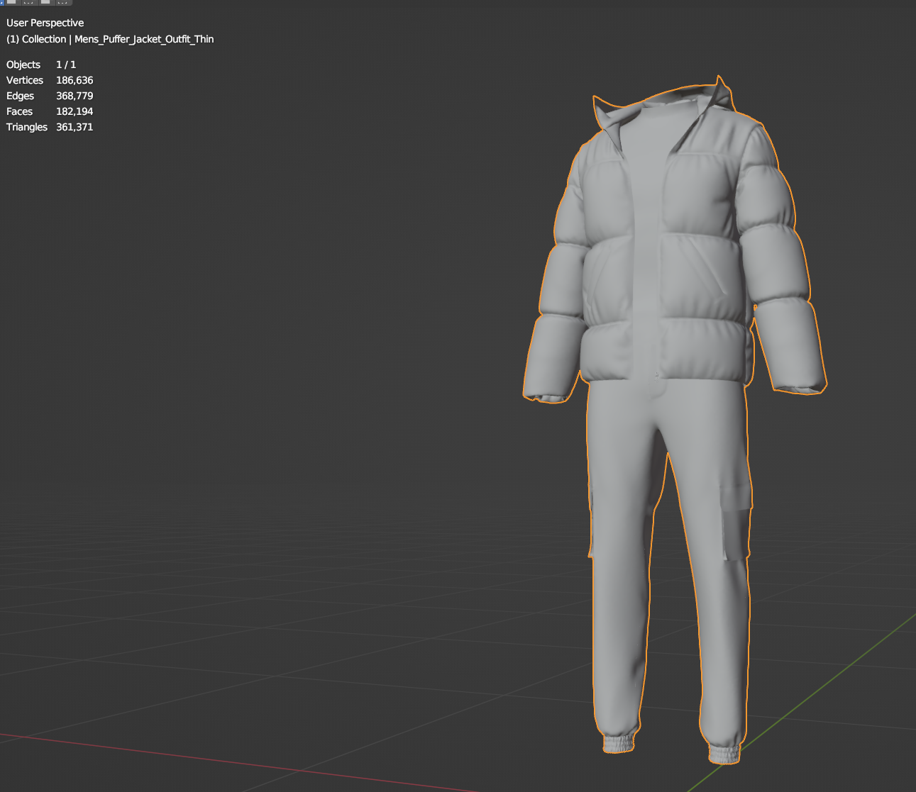 Men's Puffer Jacket Outfit 3d Model Marvelous Designer-Clo3d-fbx-obj-Zprj