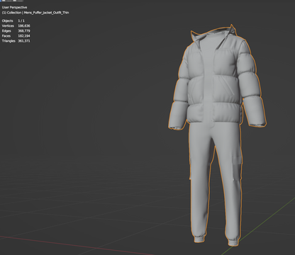 Men's Puffer Jacket Outfit 3d Model Marvelous Designer-Clo3d-fbx-obj-Zprj