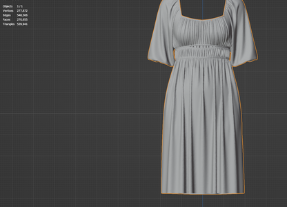 Female Gathered dress 3d Model Marvelous Designer-Clo3d-fbx-obj-Zprj