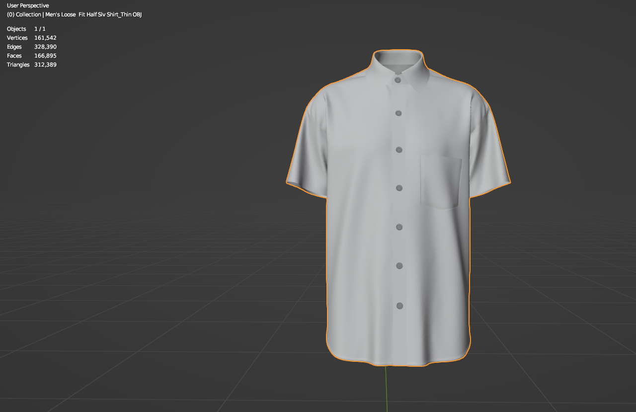 Men's Loose Fit Half Slv Shirt 3d Model Marvelous Designer-Clo3d-fbx-obj-Zprj