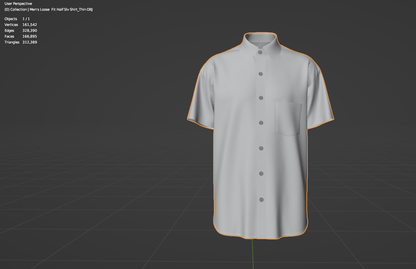 Men's Loose Fit Half Slv Shirt 3d Model Marvelous Designer-Clo3d-fbx-obj-Zprj