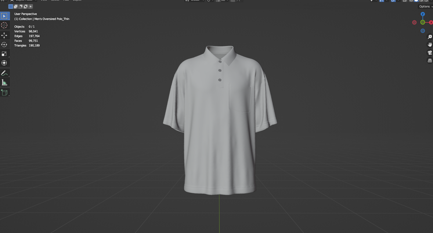 Men's Oversized Polo 3d Model Marvelous Designer-Clo3d-fbx-obj-Zprj