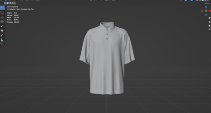 Men's Oversized Polo 3d Model Marvelous Designer-Clo3d-fbx-obj-Zprj