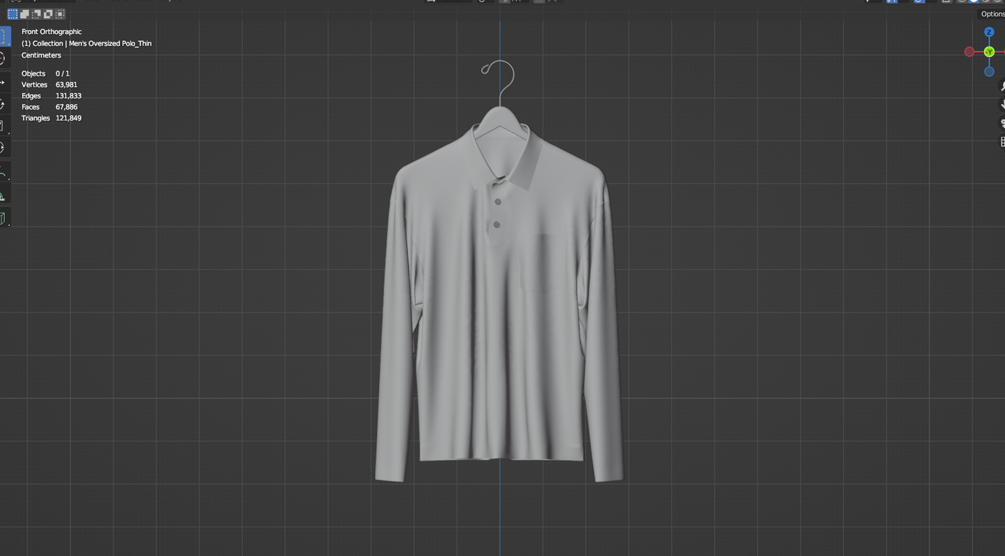 Men's Oversized Polo On Hanger 3d Model Marvelous Designer-Clo3d-fbx-obj-Zprj