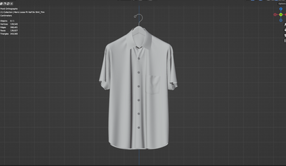 Men Loose Fit Half Slv Shirt On Hanger 3d Model Marvelous Designer-Clo3d-fbx-obj-Zprj