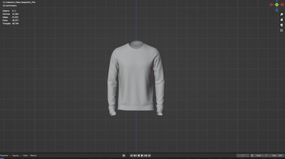 Men's Sweatshirt 3d Model Marvelous Designer-Clo3d-fbx-obj-Zprj