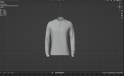 Men's Mandarin Collar Jersey 3d Model Marvelous Designer-Clo3d-fbx-obj-Zprj