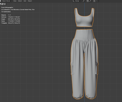 Woman Crop top and genie pant 3d Model Marvelous Designer-Clo3d-fbx-obj-Zprj