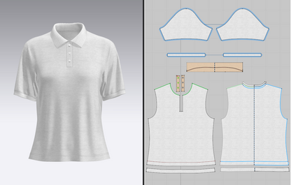 Women Regular Fit Half Sleeve Polo T-Shirt 3d Model Marvelous Designer-Clo3d-fbx-obj-Zprj