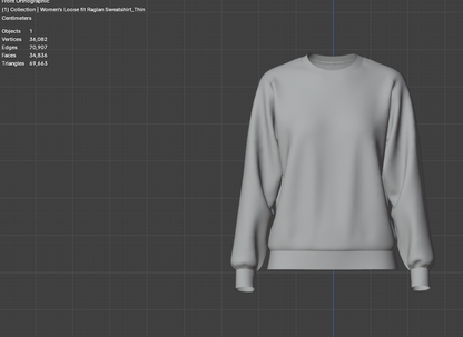 Women's Loose fit Raglan Sweatshirt 3d Model Marvelous Designer-Clo3d-fbx-obj-Zprj