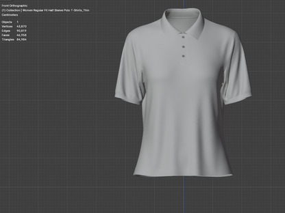 Women Regular Fit Half Sleeve Polo T-Shirt 3d Model Marvelous Designer-Clo3d-fbx-obj-Zprj