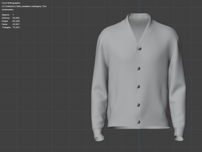 Men sweaters Cardigans 3d Model Marvelous Designer-Clo3d-fbx-obj-Zprj