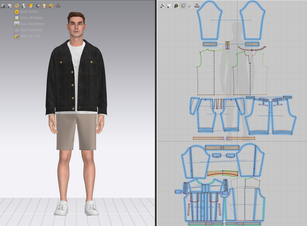 Men's Denim Jacket and Shorts Outfit 3d Model Marvelous Designer-Clo3d-fbx-obj-Zprj
