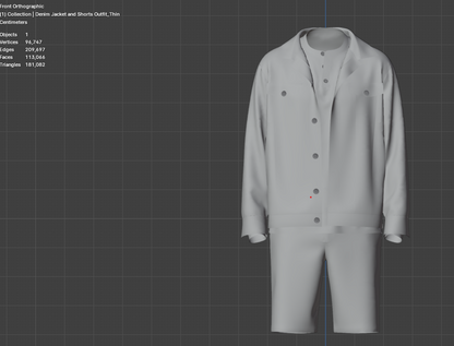 Men's Denim Jacket and Shorts Outfit 3d Model Marvelous Designer-Clo3d-fbx-obj-Zprj