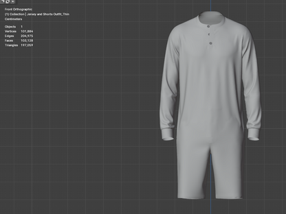 Men's Jersey and Shorts Outfit 3d Model Marvelous Designer-Clo3d-fbx-obj-Zprj