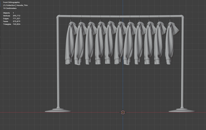 Hoodie On Steel Rack 3d Model Marvelous Designer-Clo3d-fbx-obj-Zprj