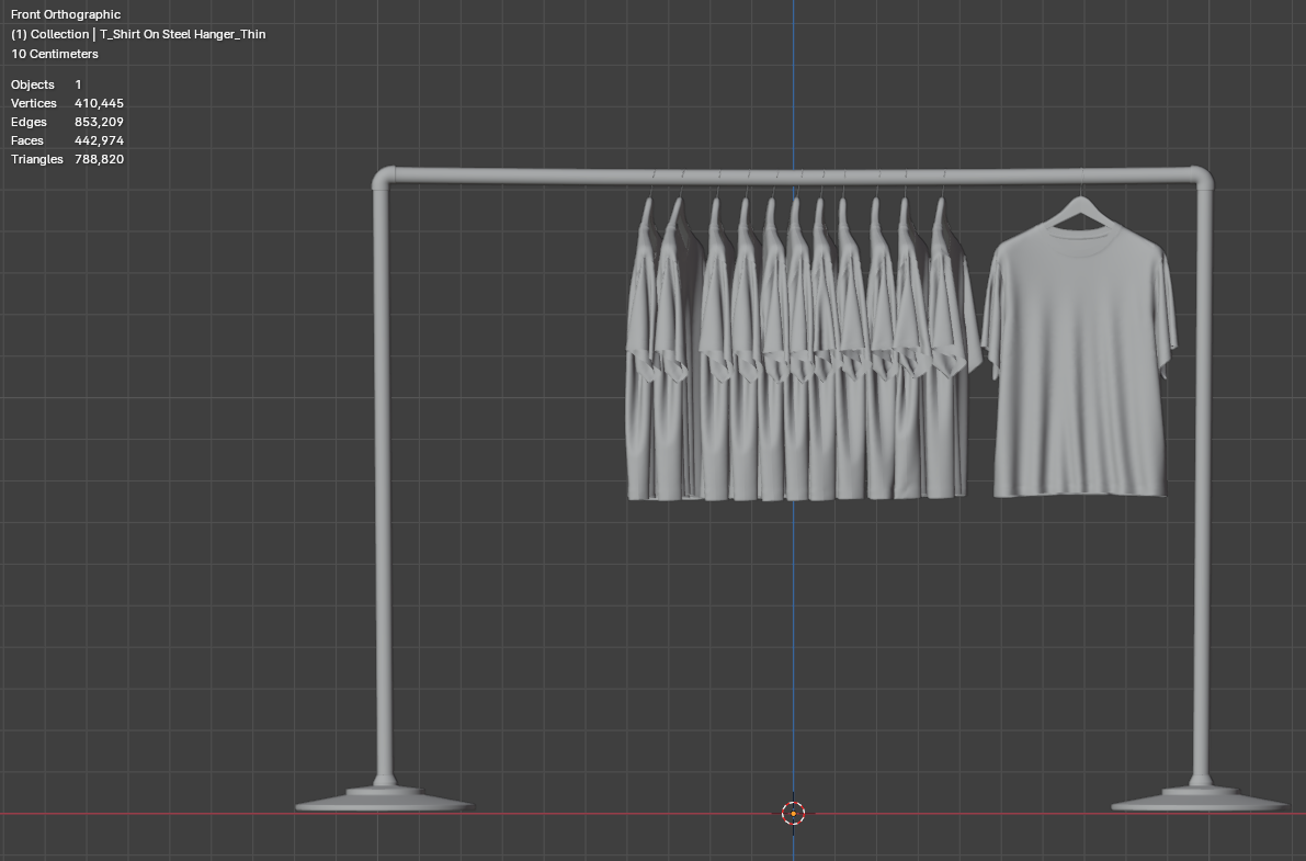 T-Shirt On Steel Hanger 3d Model Marvelous Designer-Clo3d-fbx-obj-Zprj