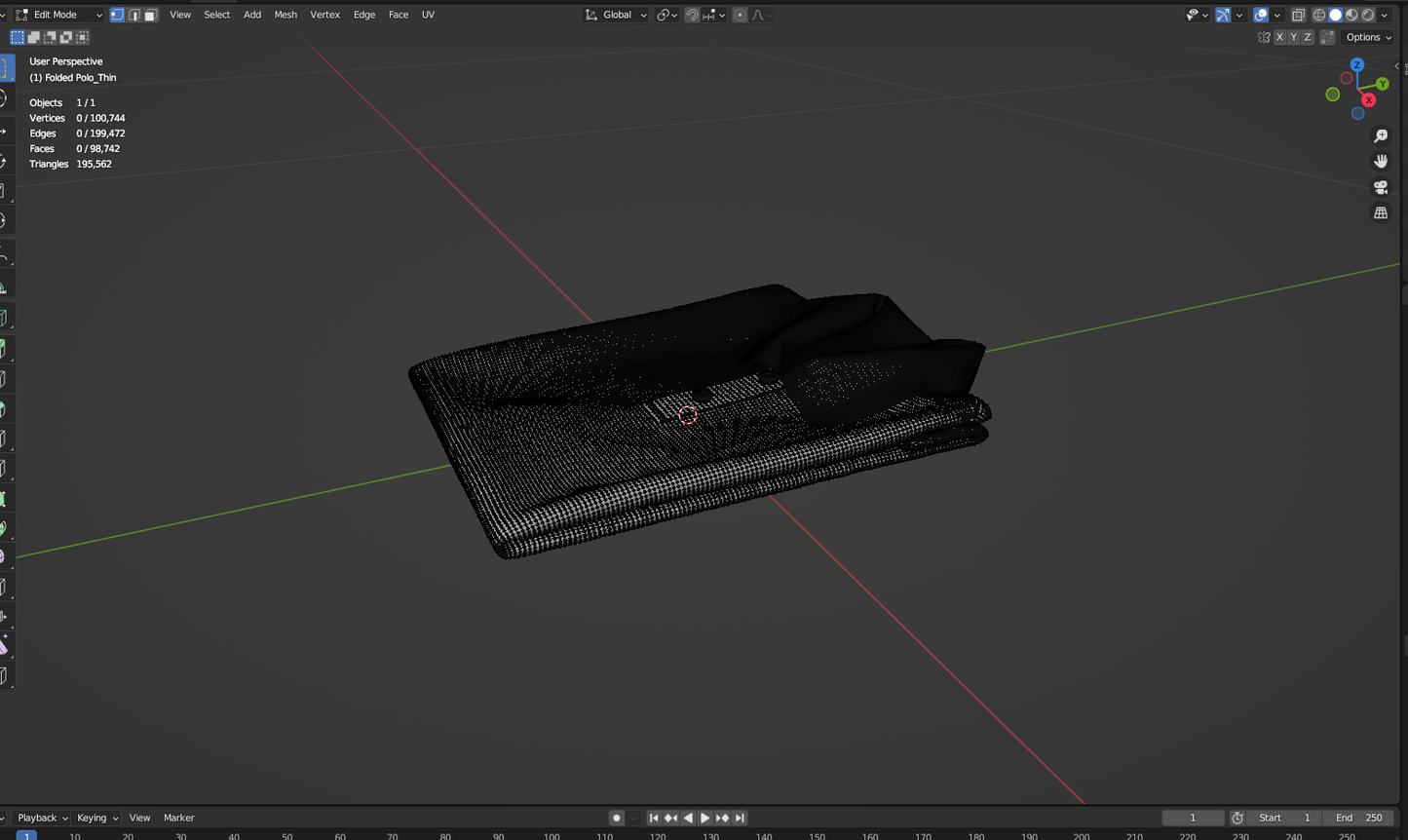 Folded Polo 3d Model Marvelous Designer-Clo3d-fbx-obj-Zprj