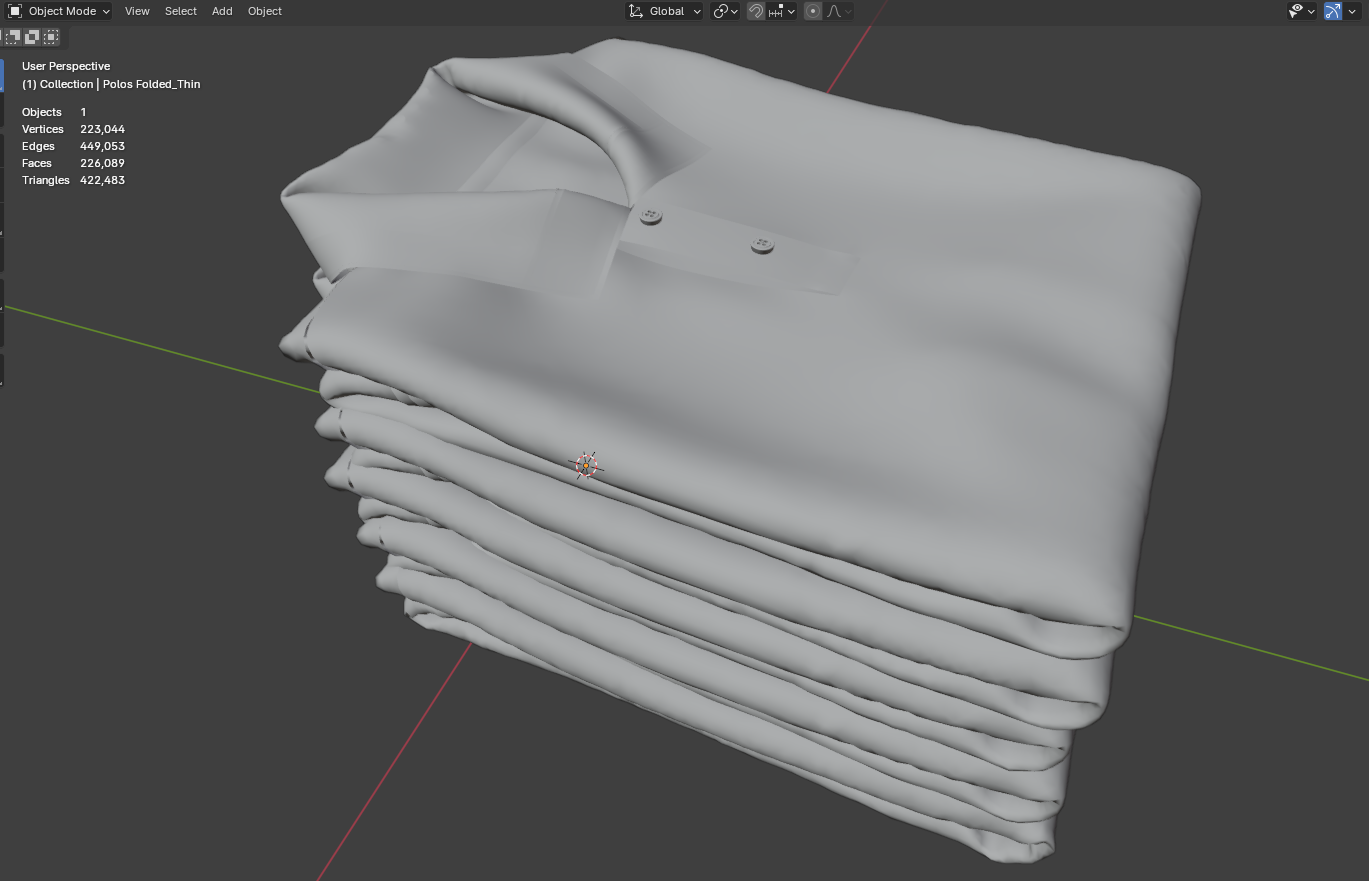 Polos Folded 3d Model Marvelous Designer-Clo3d-fbx-obj-Zprj