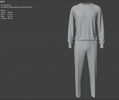 Male Sweatshirt and Pant Outfit 3d Model Marvelous Designer-Clo3d-fbx-obj-Zprj