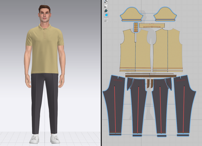 Male Polo and Pant outfit 3d Model Marvelous Designer-Clo3d-fbx-obj-Zprj