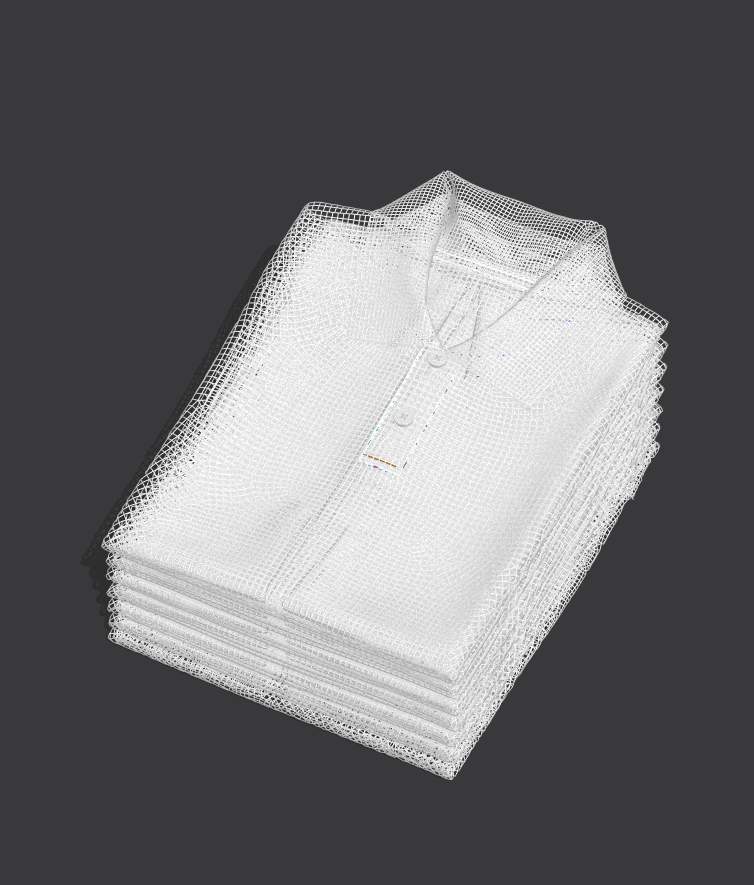 Folded 7 Pile Polo 3d Model Marvelous Designer-Clo3d-fbx-obj-Zprj
