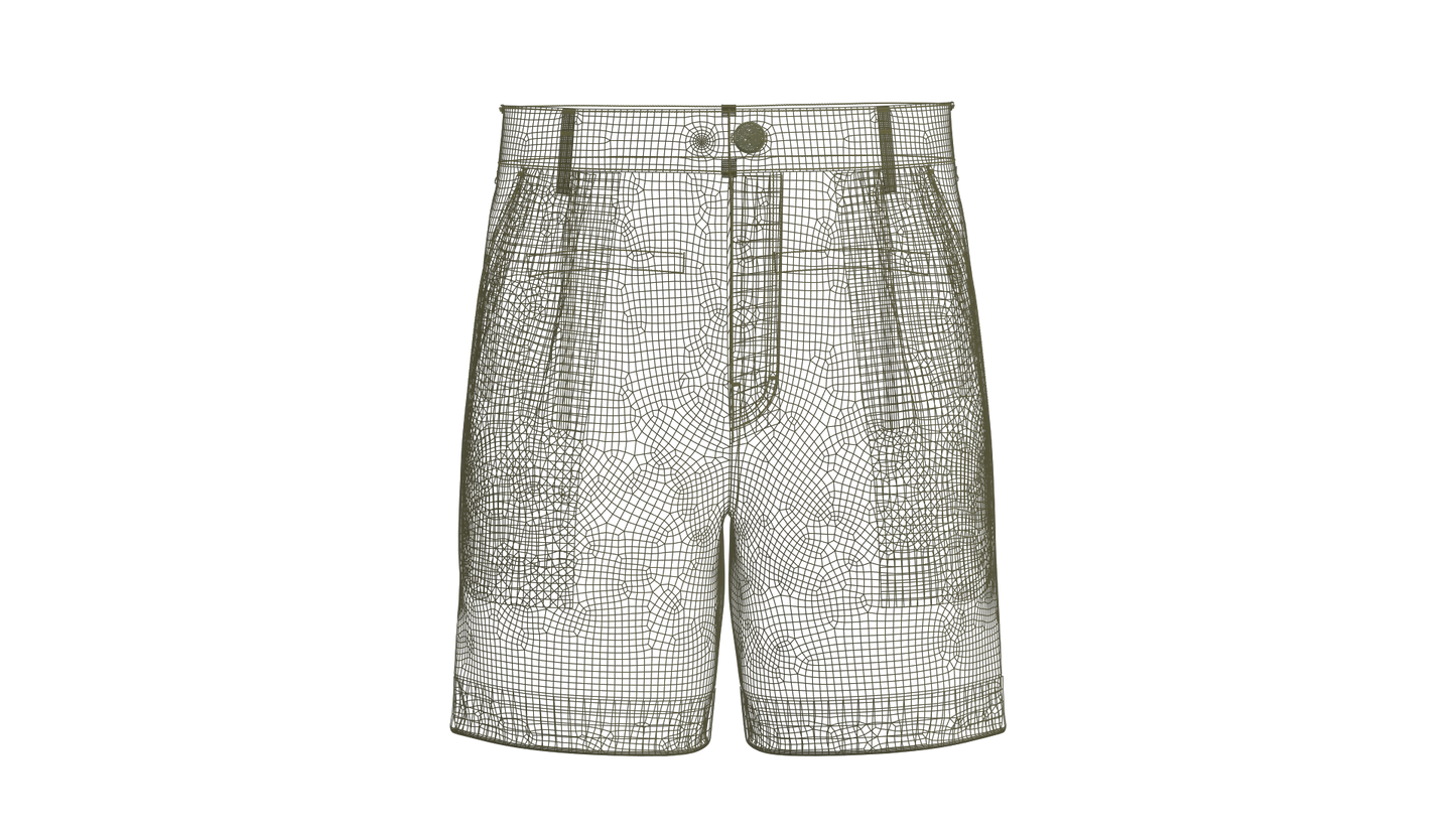 Male Double Pleated Cuffed Shorts 3d Model Marvelous Designer-Clo3d-fbx-obj-Zprj