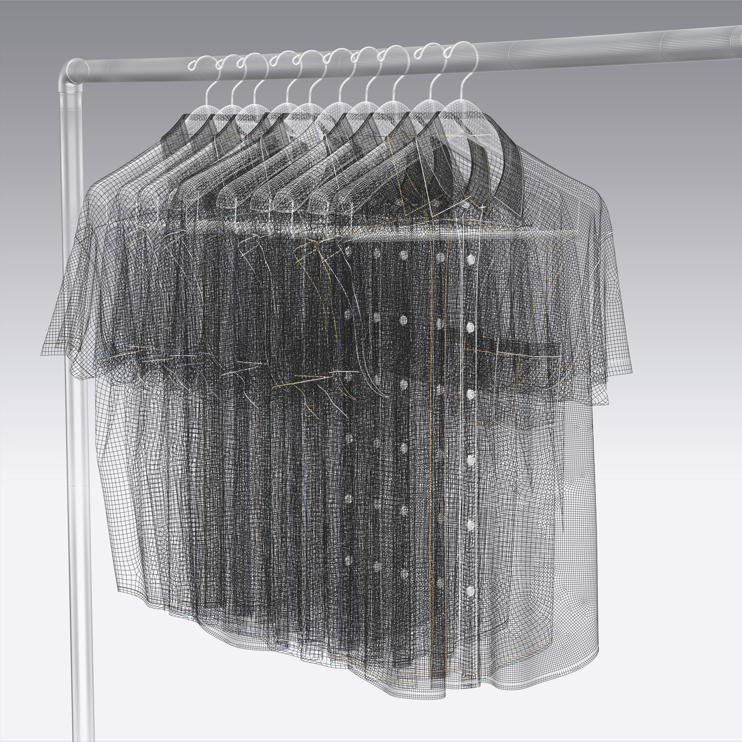 Shirt On Steel Hanger 3d Model Marvelous Designer-Clo3d-fbx-obj-Zprj