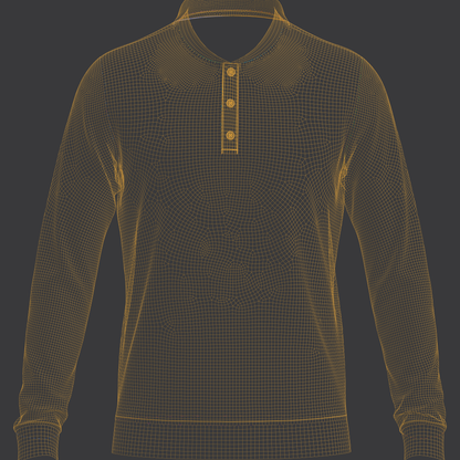 Men's Full Sleeve Ribbed Polo 3d Model Marvelous Designer-Clo3d-fbx-obj-Zprj
