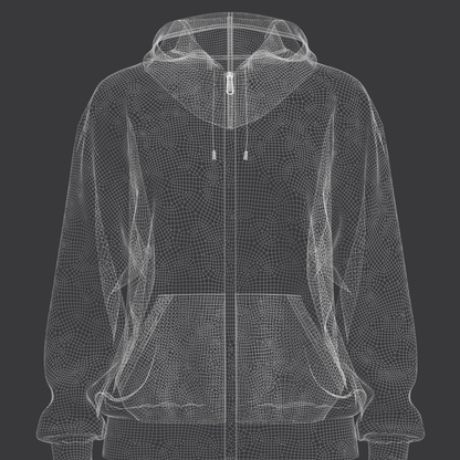 Women's Oversized Hoodie Set in Zip And Pocket 3d Model Marvelous Designer-Clo3d-fbx-obj-Zprj