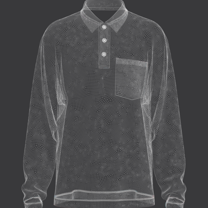 Men's Oversized Full Sleeve Polo 3d Model Marvelous Designer-Clo3d-fbx-obj-Zprj