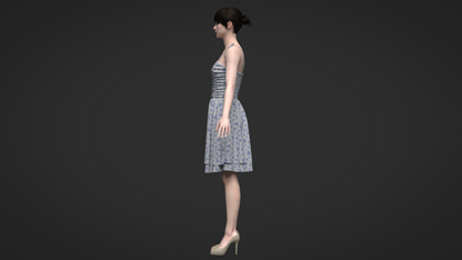 Tie Shoulder Layered Ruched Cami Dress 3d Model Marvelous Designer-Clo3d-fbx-obj-Zprj
