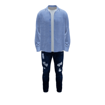 Male Shirt and Jeans Outfit 3d Model Marvelous Designer-Clo3d-fbx-obj-Zprj