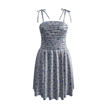 Tie Shoulder Layered Ruched Cami Dress 3d Model Marvelous Designer-Clo3d-fbx-obj-Zprj
